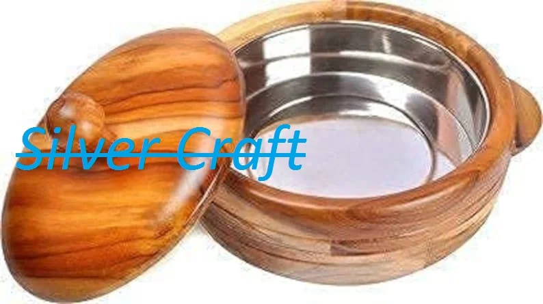 Wooden Hot Pot with lid New Arrival Solid Wood Chapatti Box Decorative Handmade Food Safe Authentic Casserole for Hotel Home