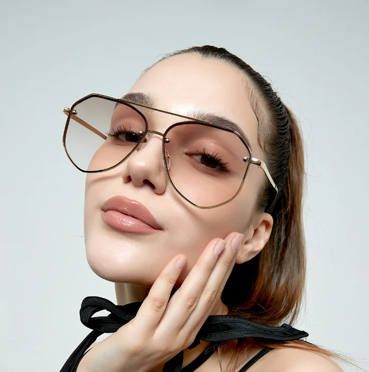 Солнцезащитные очки в Корейском стиле ретро цвета большой оправе модные металлические