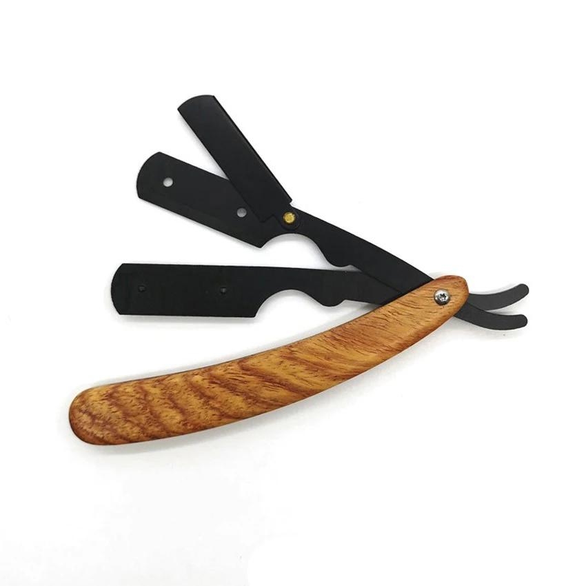 OEM Logo Wooden Handle Barber Beard Shaving Straight Razor Custom Wholesale Low Price