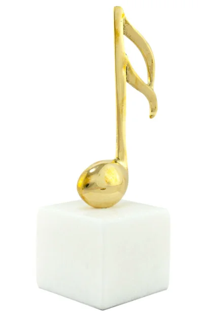 Unique Design Music Note Symbol Table Sculpture Handmade Solid Brass on White Marble Base Perfect For Home Table top Decor