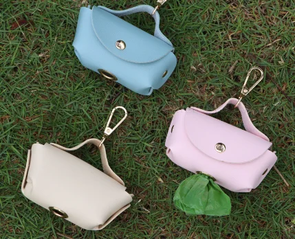 Leather Poop Pickup Bags Portable Pet Dog Poop Pickup Bags