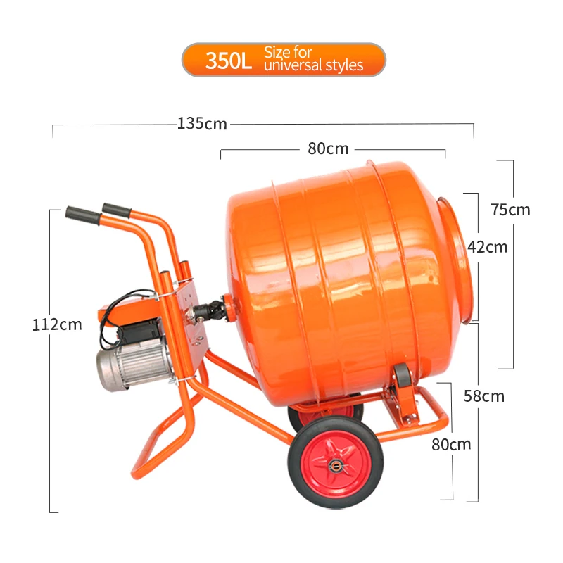 Cheap Professional Small Cement Mixer Mini Portable 350L Mobile Electric Gasoline Diesel Concrete Mixer Price
