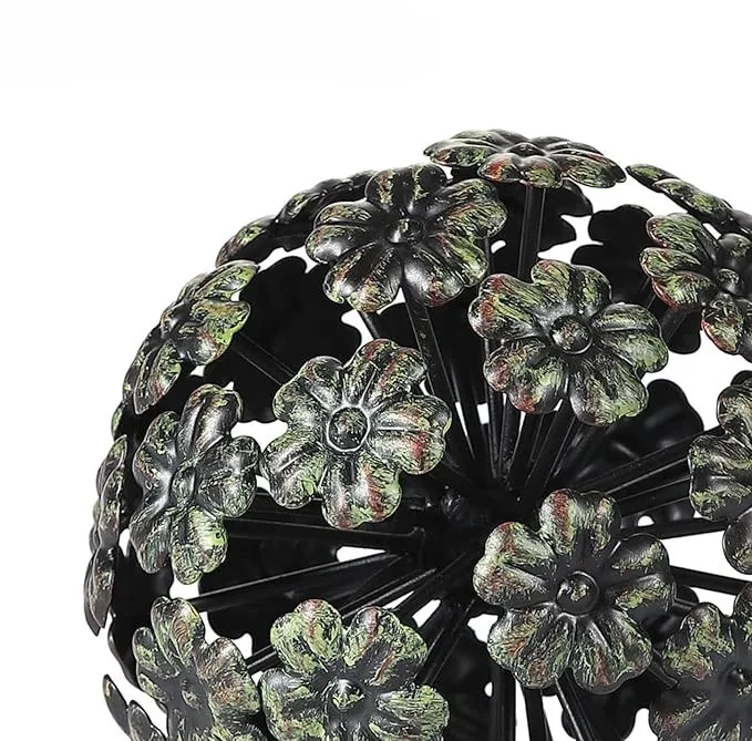 Wrought Iron Cage Ball Ornament Circular Sculpture Home decor Distressed Metal Tabletop Accent By Trendy Metal Handicrafts