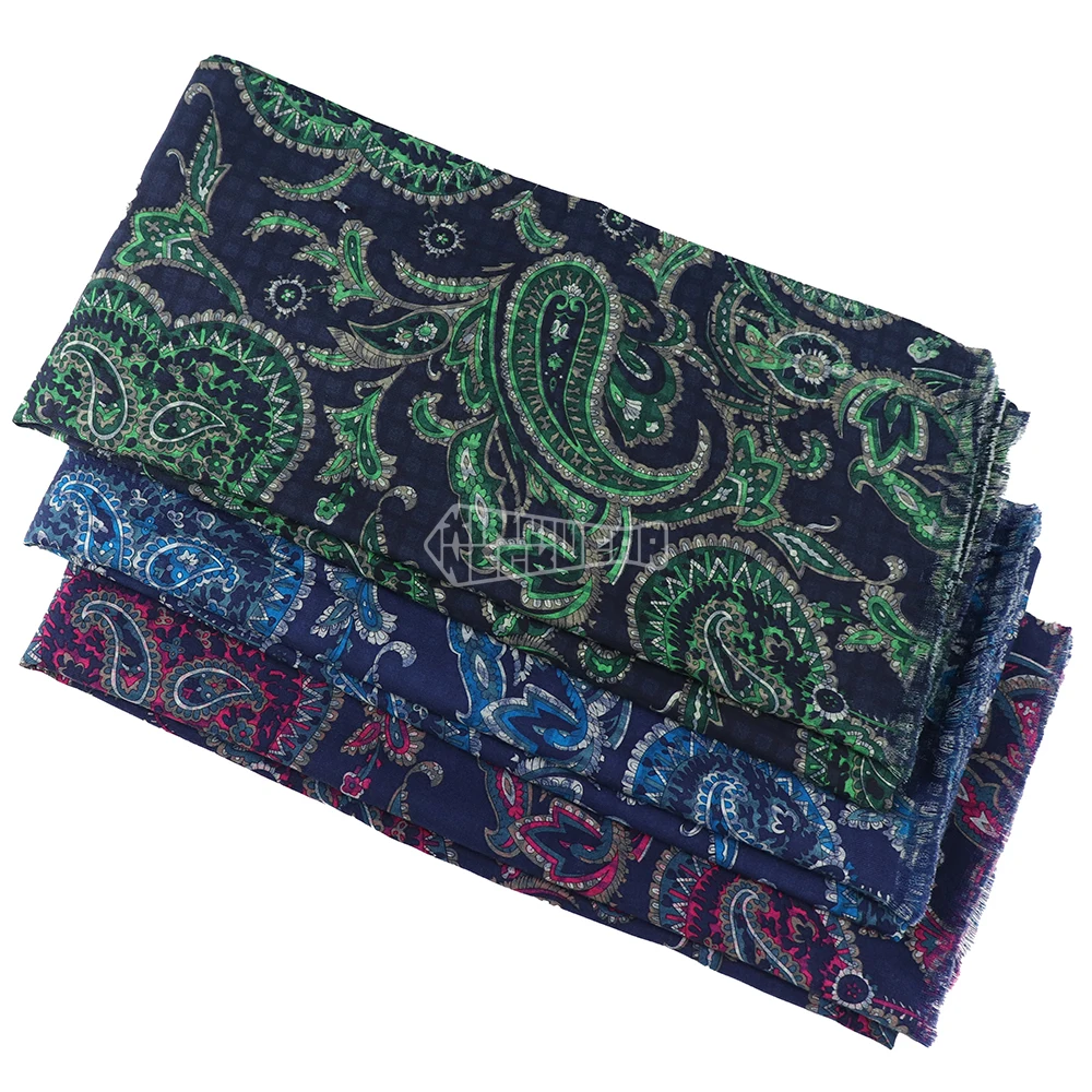 High Quality Double sided Classic Designs Print Fashion Paisley Winter Luxury Brand Scarf Wool For Men