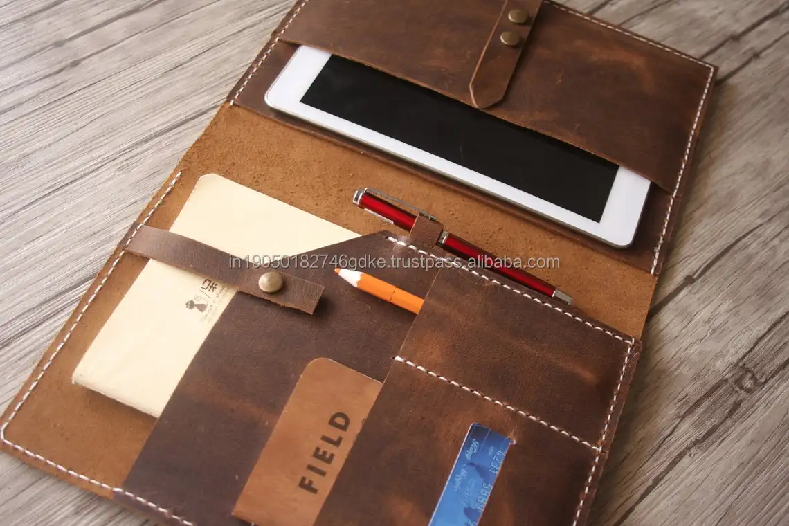 Custom Leather Cover, Portfolio, Organizer Document Holder Leather Folder For Travel Document Holder Leather Portfolio