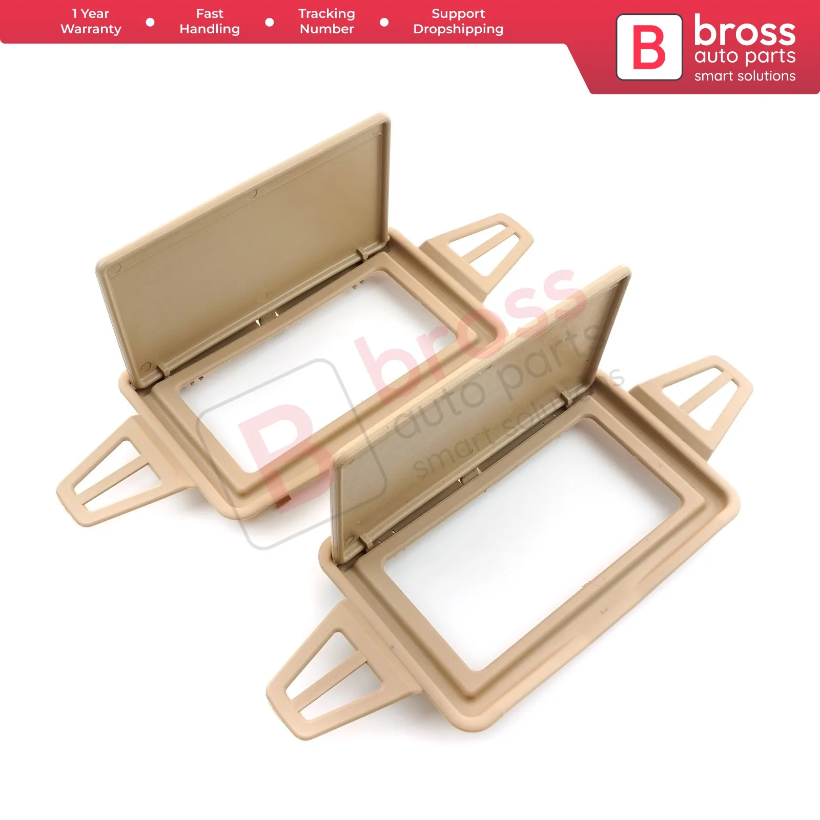BDP545 Sun Visor Shade Mirror Cover Set TAN for W210 W211 2108102510 2118100410 Bross Auto Parts Made In Turkey