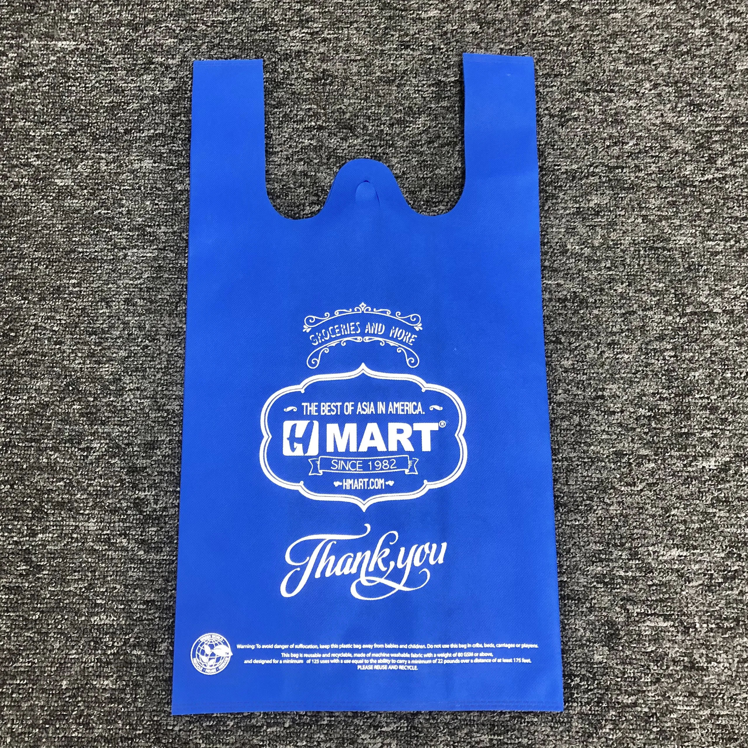 Factory Wholesale Customized Logo and Size Supermarket Shopping Non-Woven T-Shirt Bag Non Woven T Shirt Bags
