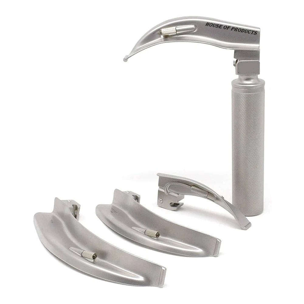 304 stainless steel Reusable professional LED laryngoscope sets adult fiber optic laryngoscope mac 2/3/4/5 blades