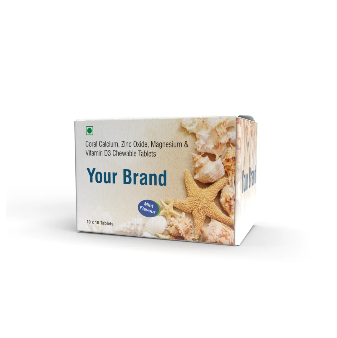 Most Selling Healthcare Coral Calcium Zinc Oxide Sunscreen Ingredient Chewable Tablets for Worldwide Supply from India