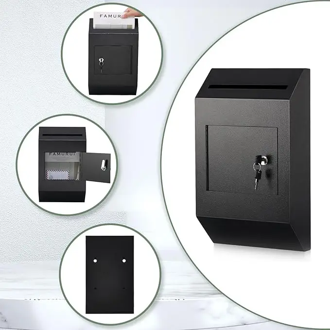 Wholesale Wall Mounted Mailbox Square Unique Shape With Post Metal USA Style Weatherproof Tediton Lock Residential Lock OEM ODM