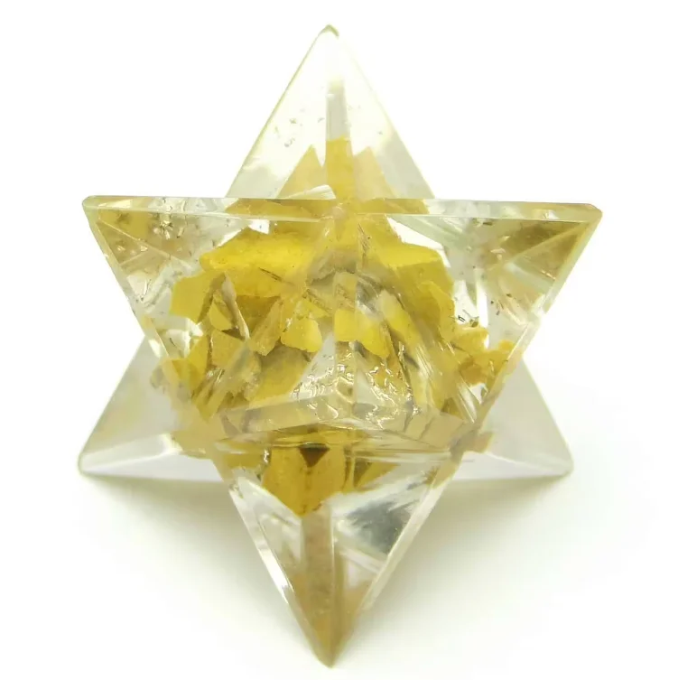 Оптовая продажа фэн-шуй ручной работы Меркаба звезды кристаллы и драгоценные камни оргонит с лечебными узорами для энергетической заживления