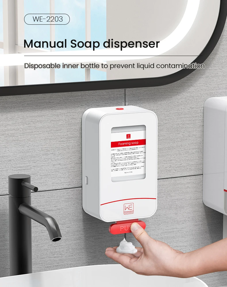 We Modern Luxury Style Stylish Premium Sustainable Material Single Abs Wall Touch Foam Soap Lotion Dispenser For Hotel