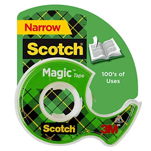 Scotch Magic Tape with Dispenser, Narrow Width, Engineered for Office and Home Use, Matte Finish, 1/2 x 800 Inches 119
