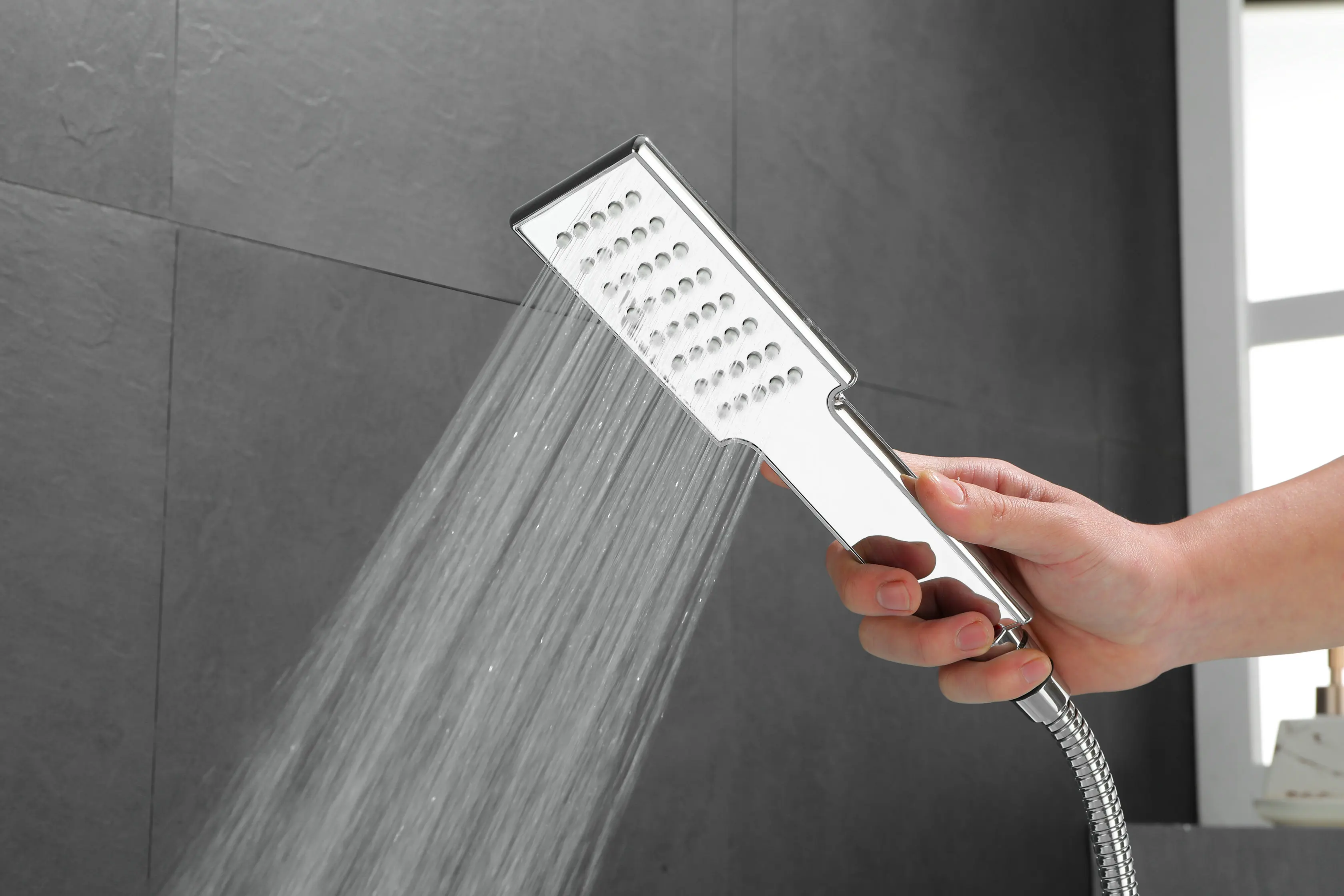 Bathroom Concealed Built-in 2-way Rainfall Shower Set Shower Head Square Stainless Steel Modern CN;GUA