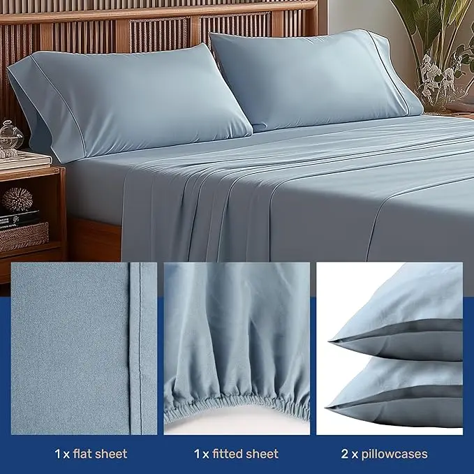 Wholesale Factory Lyocell Bamboo Bedding Set Luxury Customized Color 100% Bamboo Bed Sheets Deep Pockets Made in China