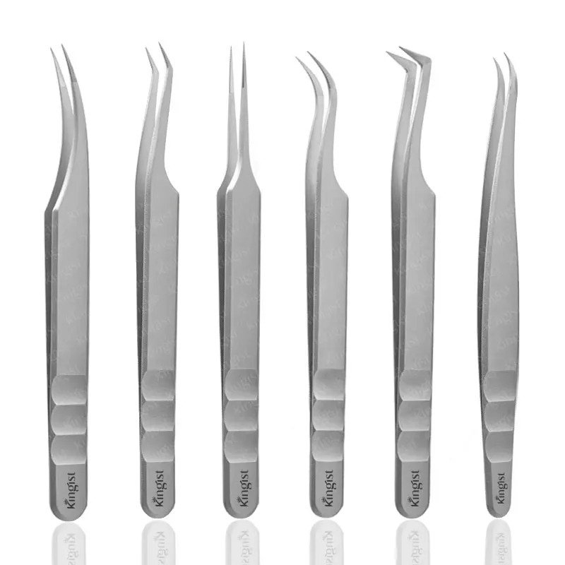 Wholesale Quality Silver Color Makeup Stainless Steel Eyelash Extension Tweezers