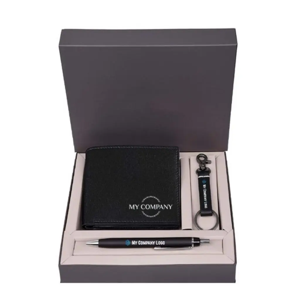 Cool Innovative New Gift set Pen Promotion business gift sets with Pen Keychain and wallet for business man