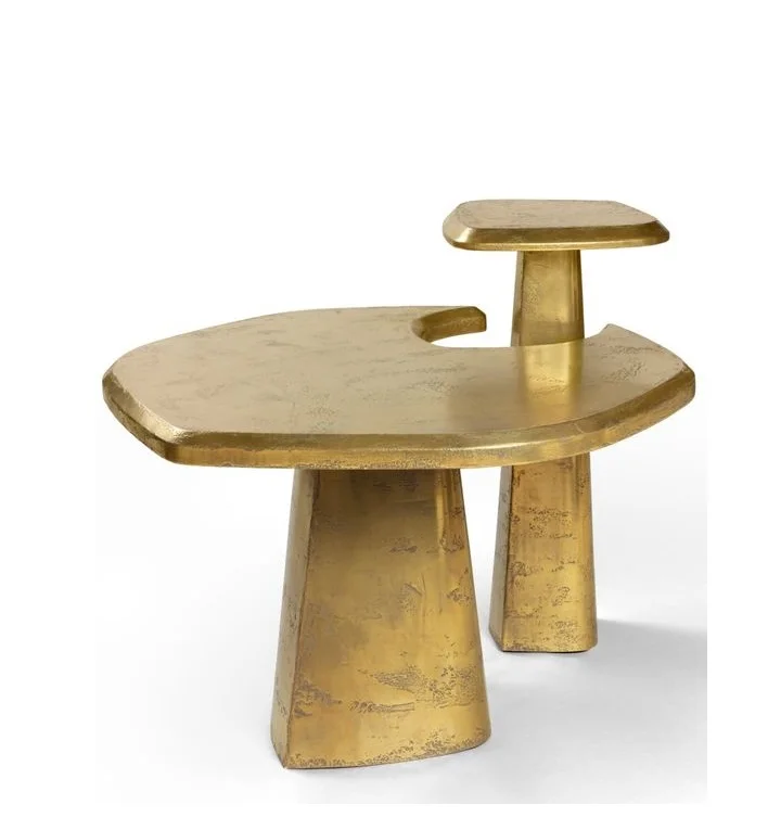 Black Marble With Round Metal Golden Attached Design Side Sofa Coffee Table Home Decor New Design