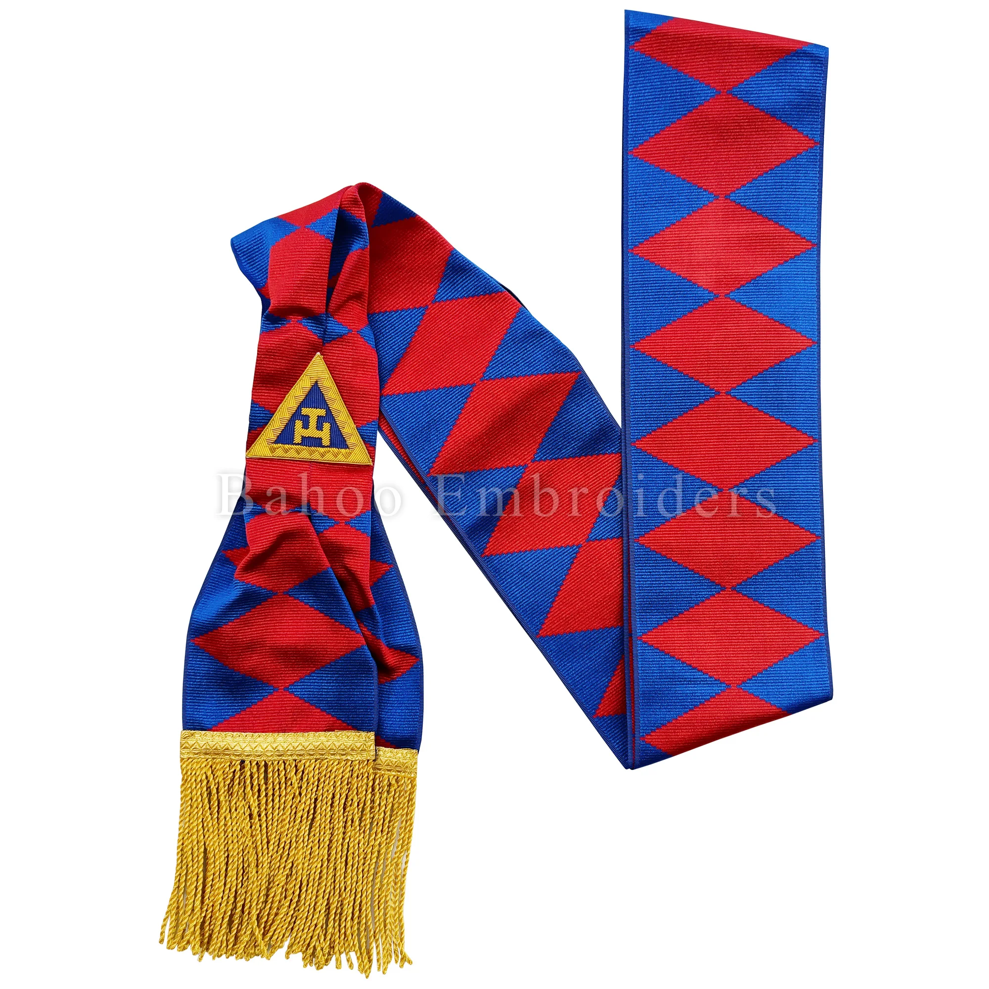 ROYAL ARCH CHAPTER GRAND SASH  WITH GOLDEN FRINGE AND HAND EMBROIDERED TAU CROSS (BH-M-513)