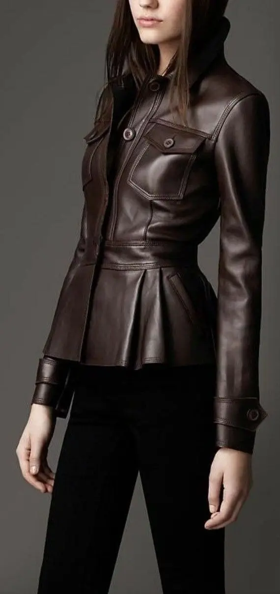 Best Quality Motorcycle Leather Women Bomber Jackets Custom Color Custom Logo