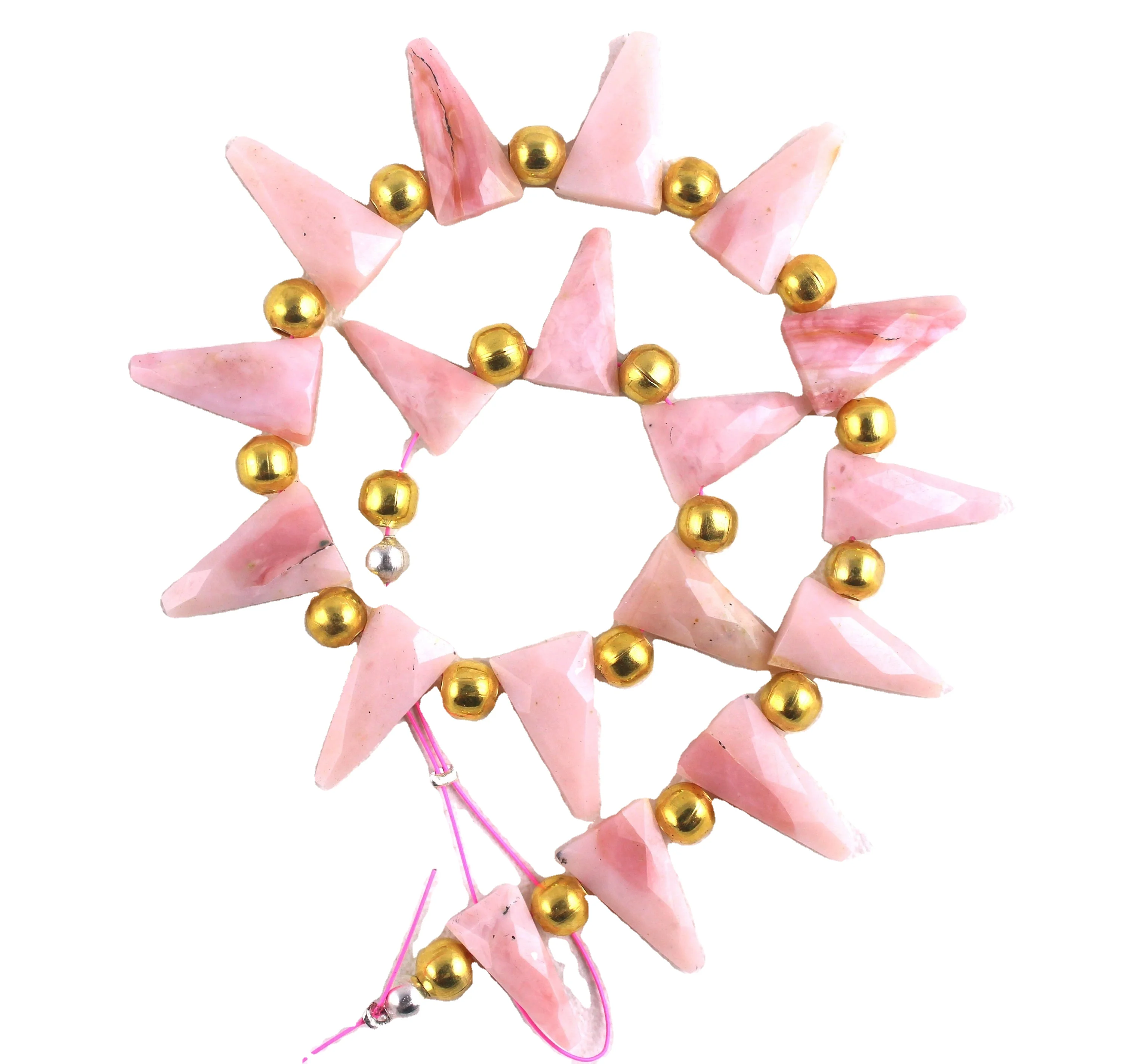 Best Quality Faceted Triangle Shape Natural Pink Opal Briolette Beads Gemstone For Jewelry Wholesale Manufracture