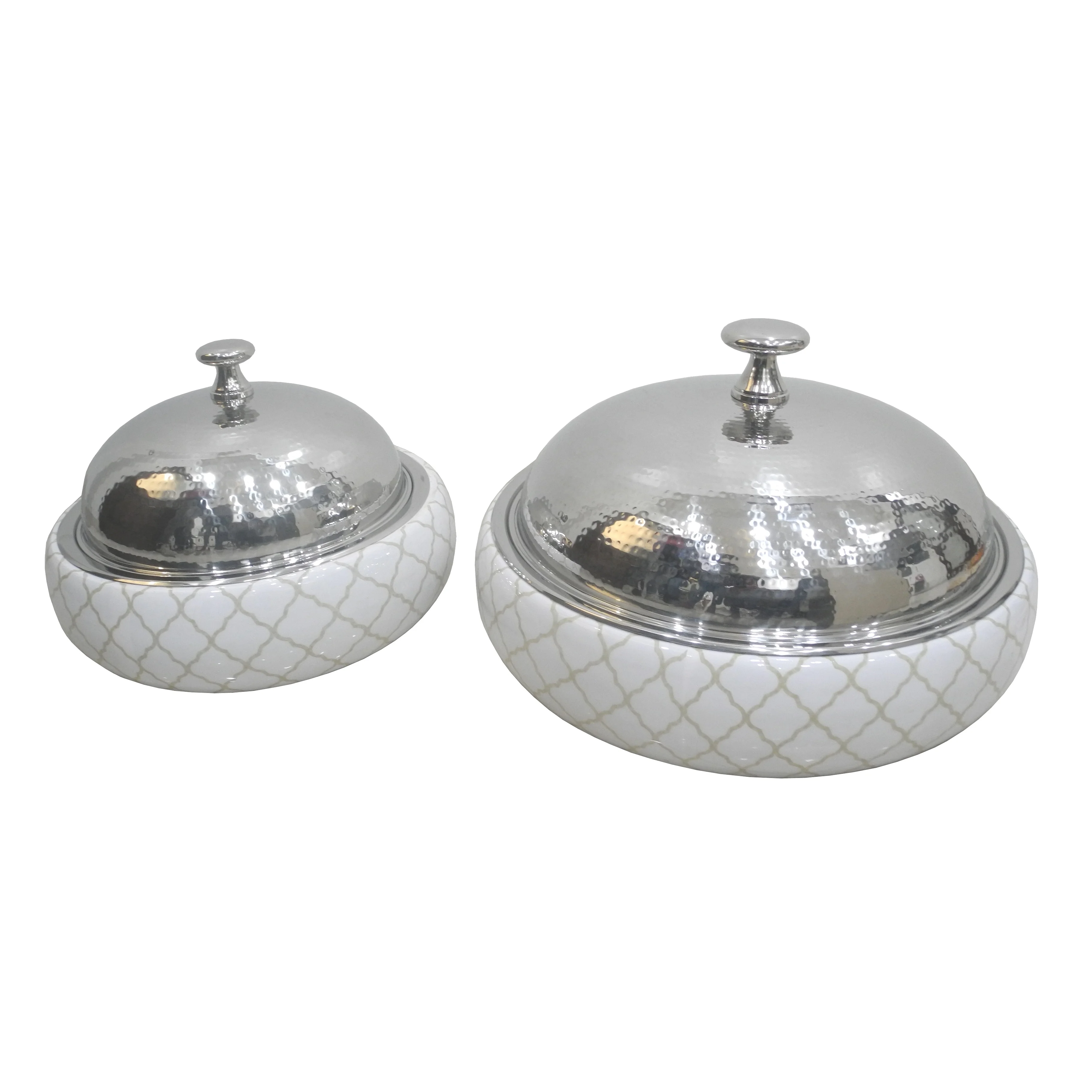 Kitchenware Rice Serving Decorative Pot Dinnerware Dish Eco-Friendly Insulated Food Server Hotpot with Silver Lid