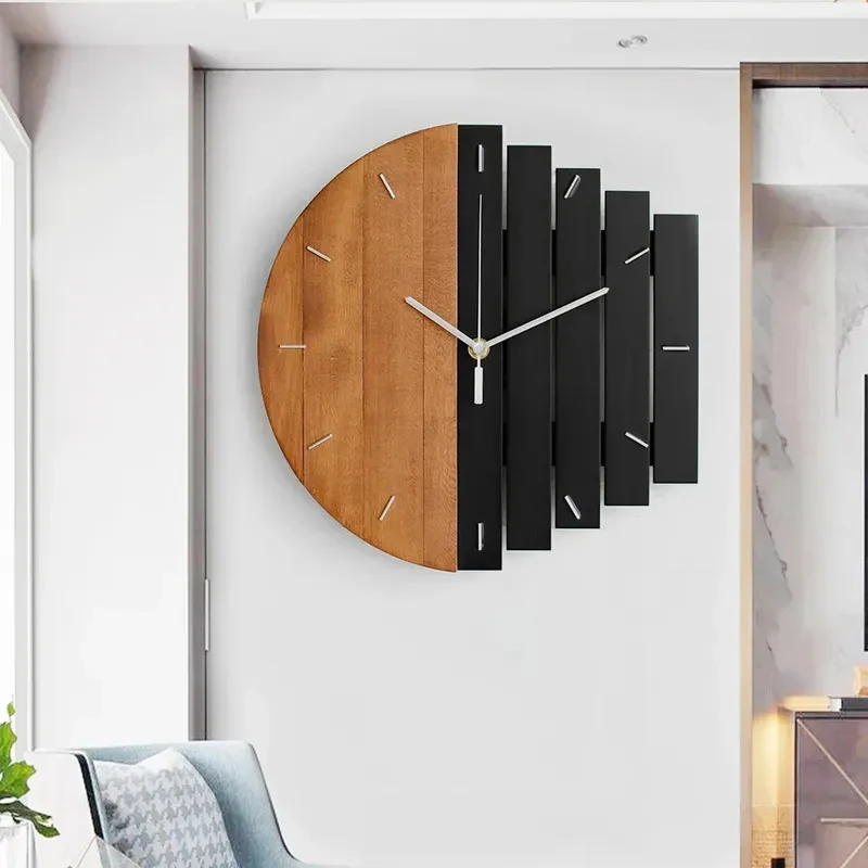 Japandi Rustic Abstract Wood Wall Clock For Living Room Home Hanging Artistic Decor