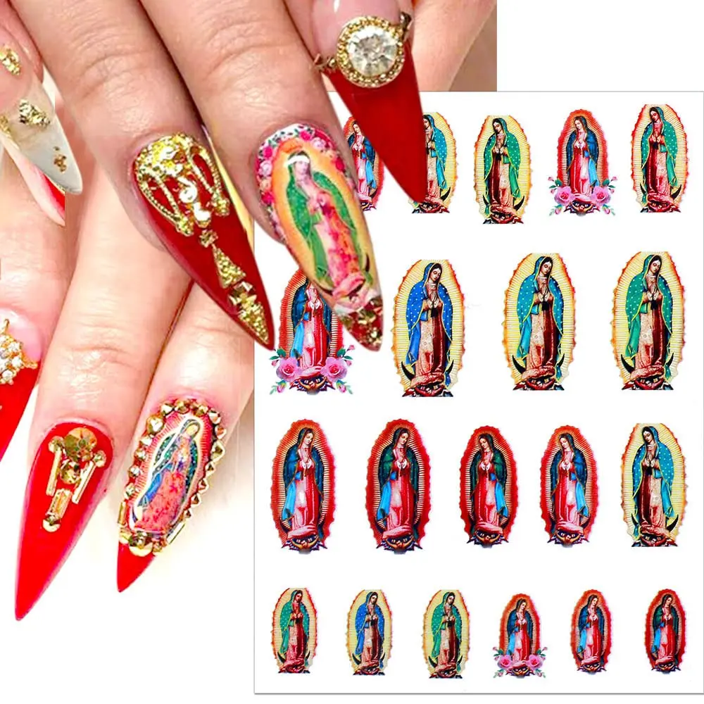 2023 Virgin Mary Nail Stickers San Judas Decals Religious Nail Art Stickers Designer Brands Nails Supplies