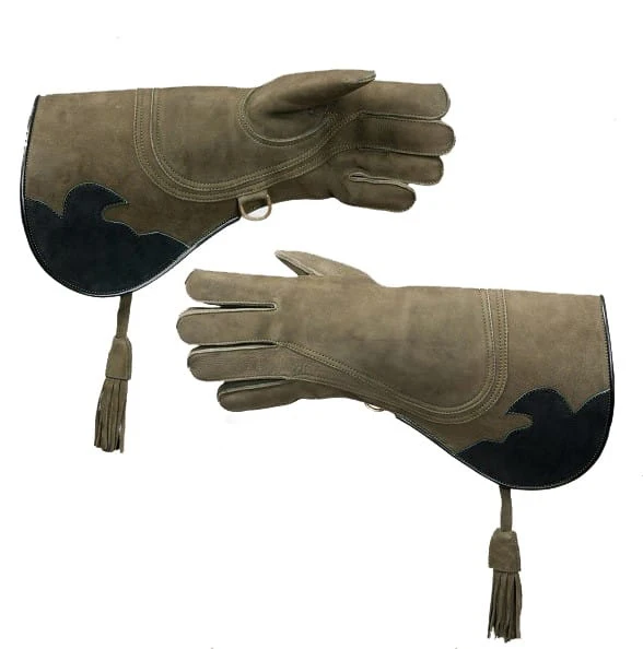 Custom Design Left Hand Falcon Handling Soft Brown Natural Leather Falconry Gloves for uae kuwait falcon lovers