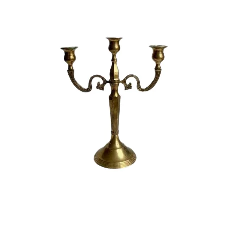 Three Arm Candles Taper Tall Candelabra Antique Style Metal Candelabra Church Holiday Decor Home Lighting Special Event