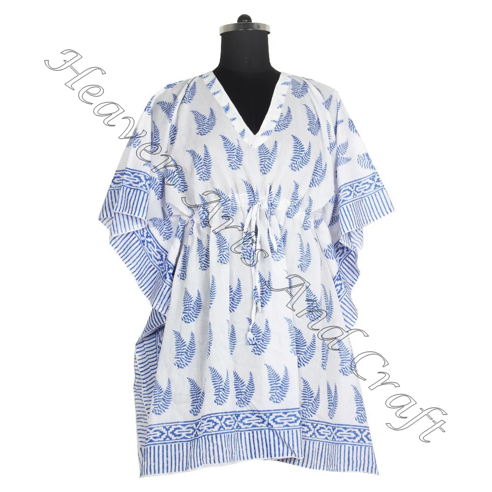 New 100% Cotton Party Wear Casual Dress Office Wear Hand Block Print Muslim Dress Clothes Women Short Kaftan Best Gift for Her