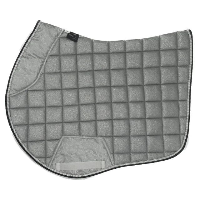 Top Quality Equestrian Horse Matching Saddle Pad Set, Contrast Color Ear Bonnet and Tendon Safety Boots, Glitter Saddle Pad Set