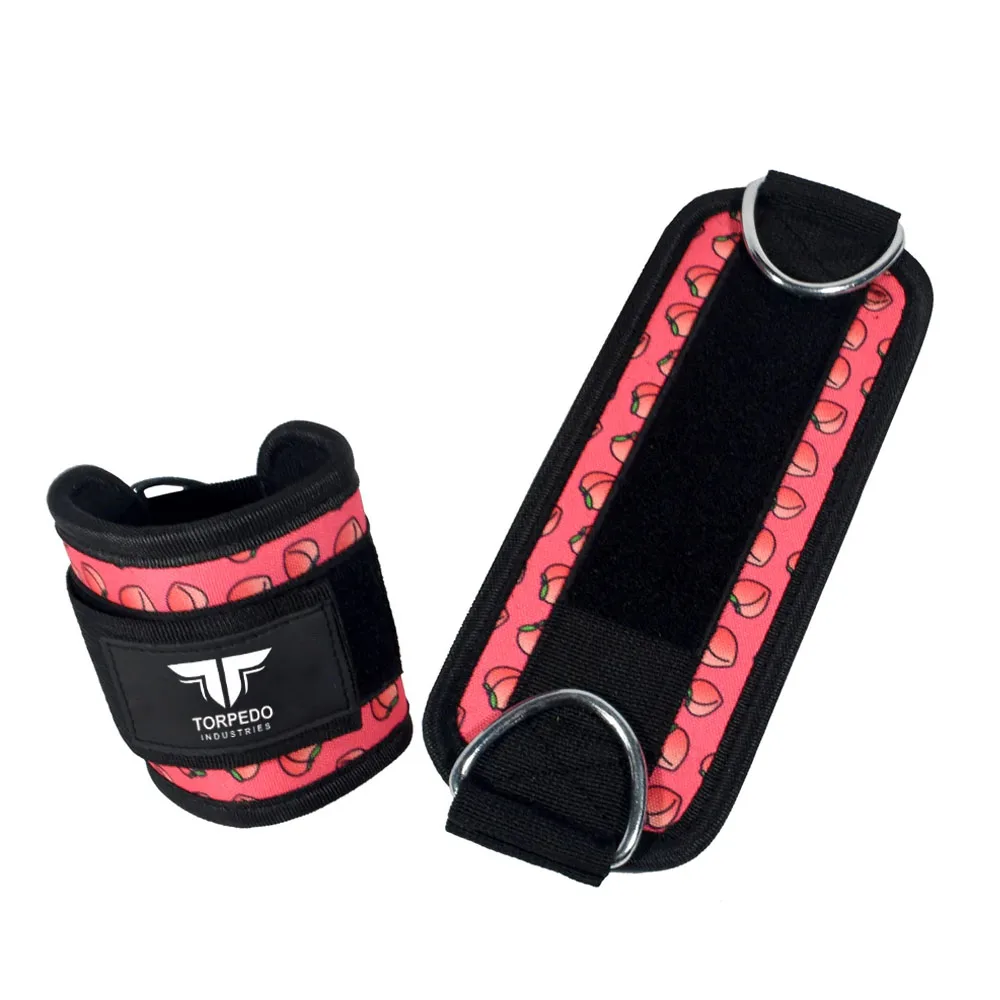 Comfortable Adjustable Padded Ankle Wrist Cuffs Neoprene Padded Straps D-Ring Glute Kickback Ankle Strap for Cable Machine