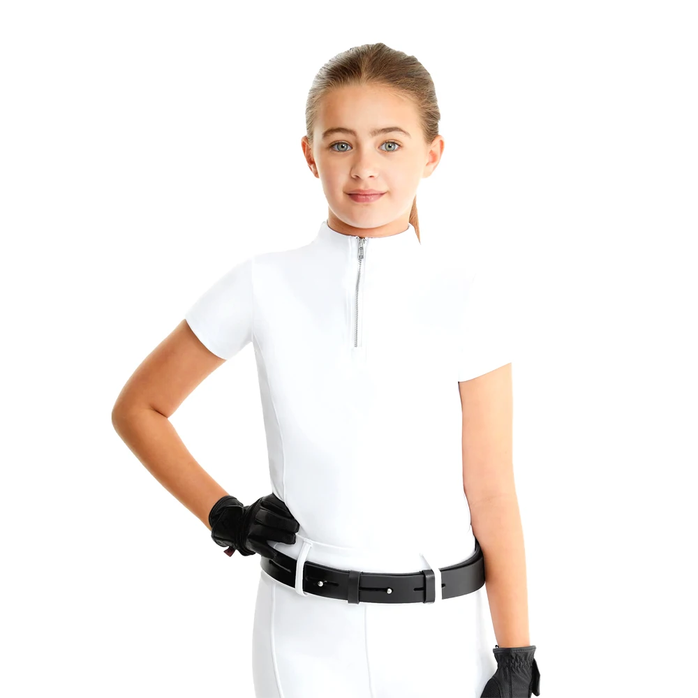 Horse Riding Clothing Outdoor Long Sleeve Zip Up Base Layer Equestrian Apparel Lace Riding Show Shi for kids