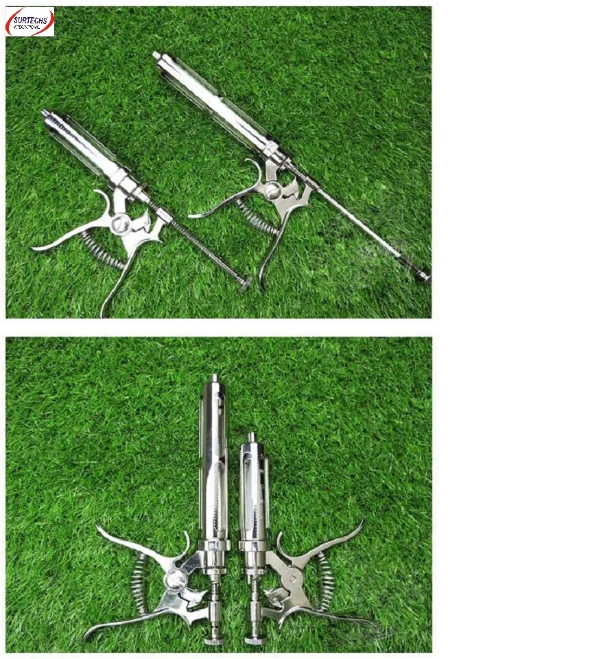 Stainless Steel Veterinary Vaccination Gun Syringe Surtechs Continuous Syringe Injector 30/50/100 Cc