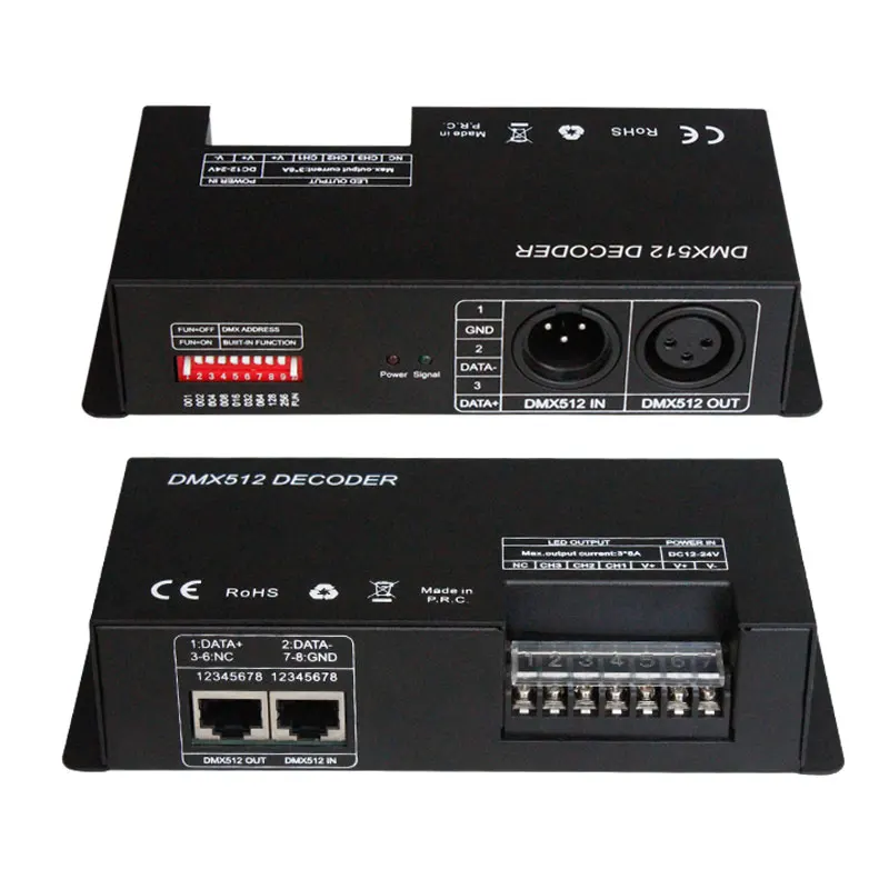 Factory Dc12v Dc24v Voltage High power seat Led Lighting Controller 512 dmx control Decoder