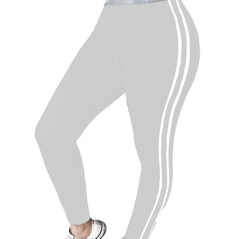 Wholesale Fashion Elastic Ankle Length Tights Outdoor Sports High Waist Striped Leggings For Women