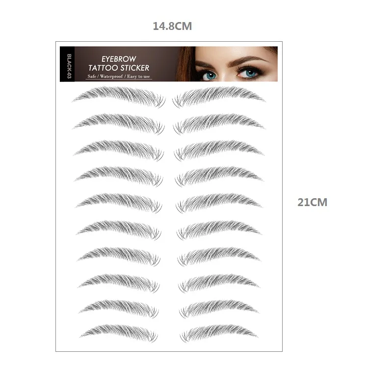 black and brown color waterproof  temporary tattoo eyebrow temporary tattoo stickers