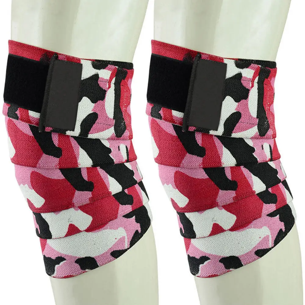 Wholesale Price Custom Print Heavy Duty Fitness Weight Lifting Elastic Material Knee Wraps For Gym Workout