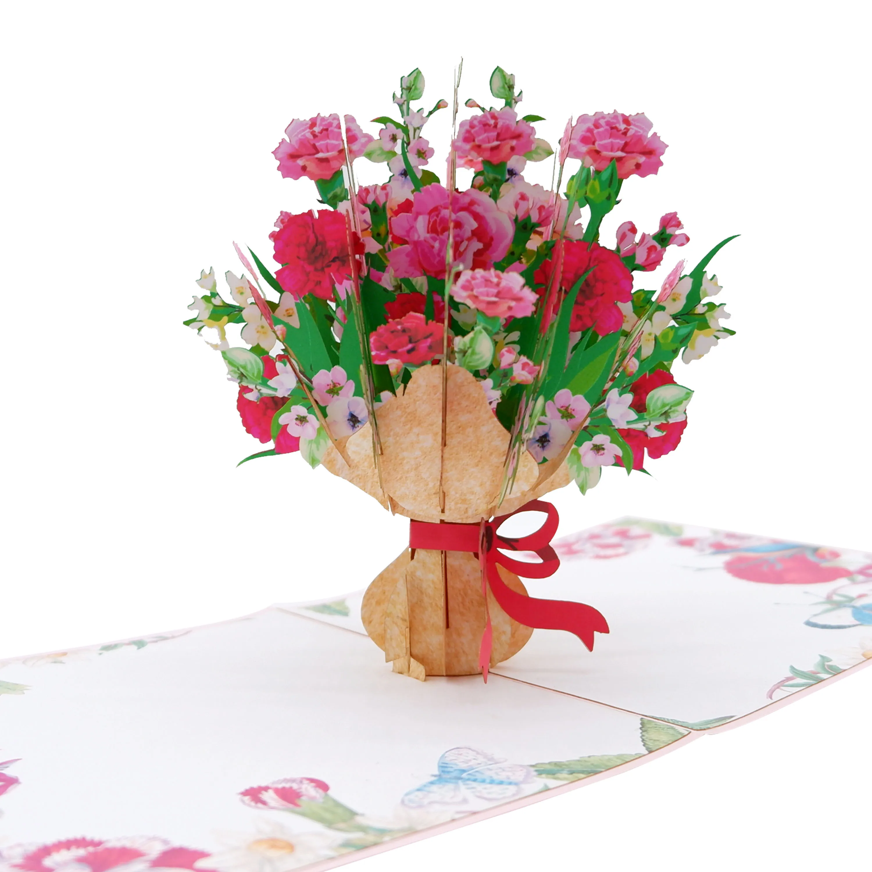 Wholesale Custom 3D Pop Flowers Greeting Card Envelope Handicraft Kirigami Gift Card Paper Hot New Design Birthday Souvenir