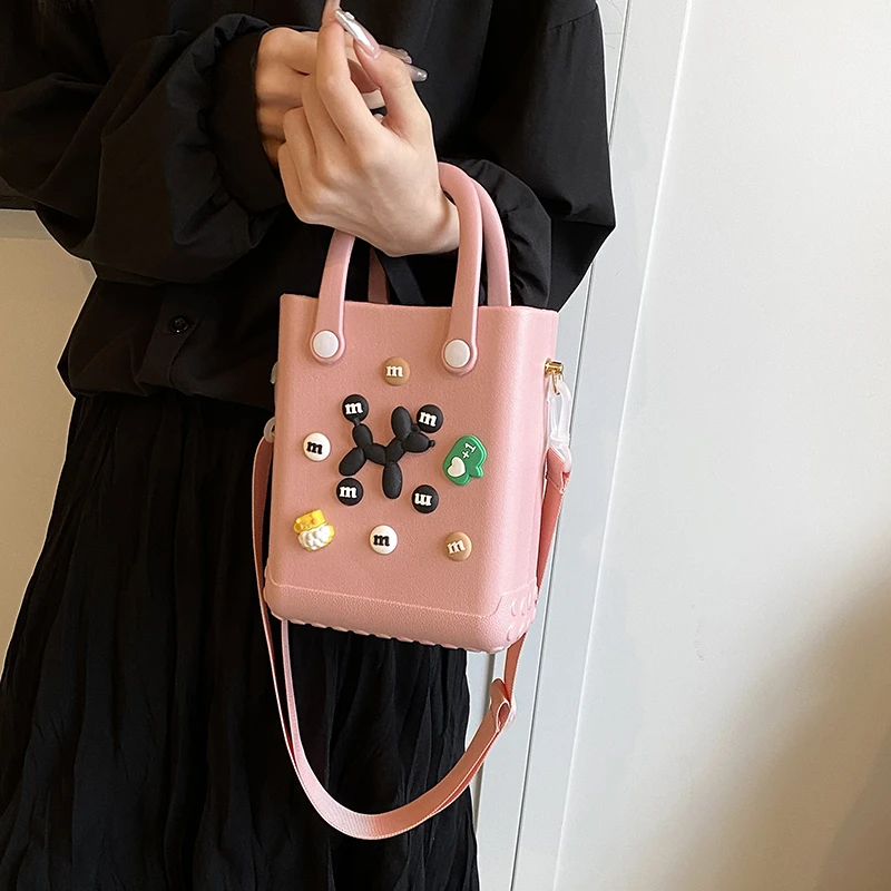 Custom Women DIY Hole Beach Storage Tote Bag Jelly Color Small EVA Beach Bag Tote Handbags