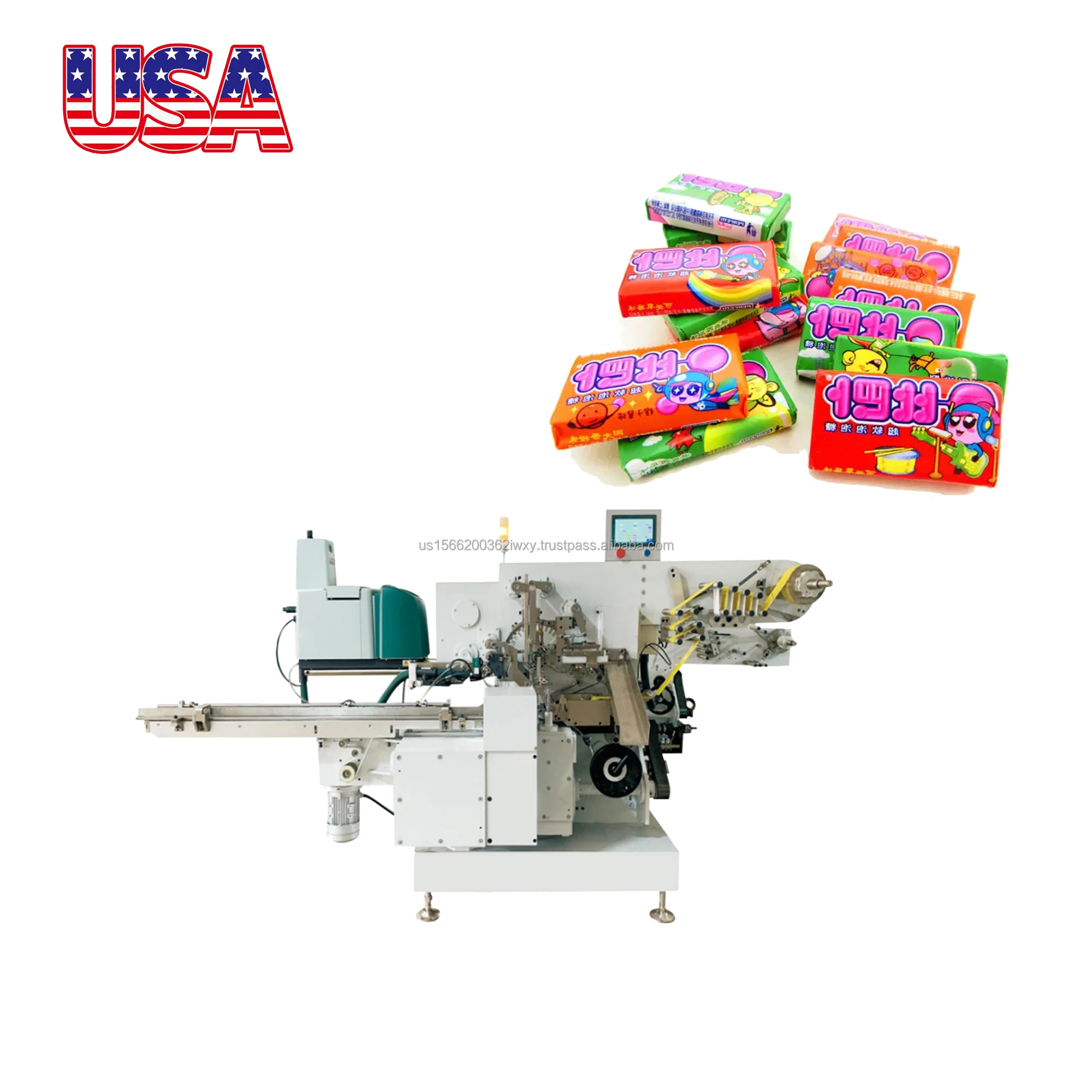 Chewing gum sugus cut&wrap fold packaging machine candy packing equipment for flat stick chewy gum