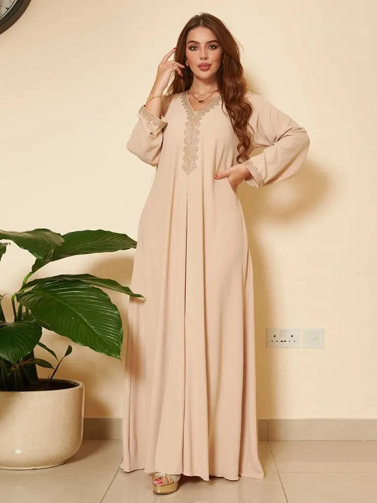 Wholesale New Trendy Modest Eid Ramadan Long Sleeve Hot Sale Ladies Wear Muslim Maxi Dress Abaya Fancy Dubai Kaftan