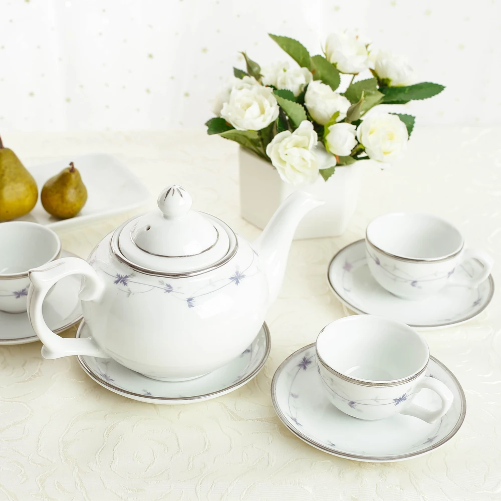 OEM [Best Sale] Creeper floral oval tea set high quality for restaurant & hotel from Long Phuong manufacture