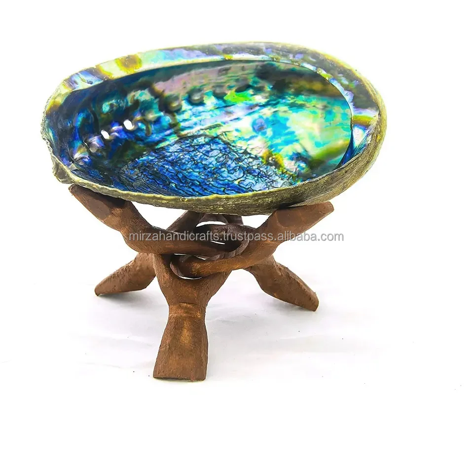 Custom Price Hand Carved 6 Inch Stained Wooden Cobra Stand Wooden Tripod Stand For Abalone Shell Decorative Stand