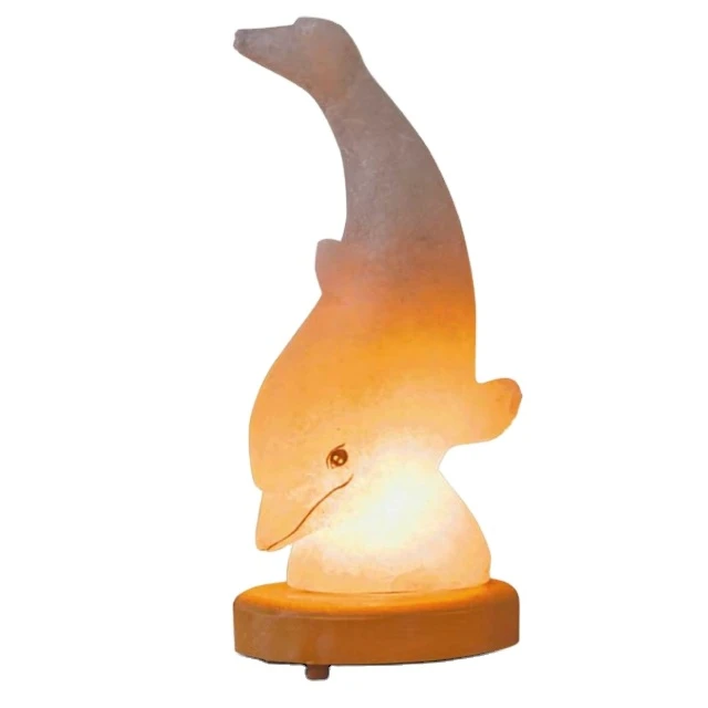 wholesale excellent salt quality Dolphin Shaped Pure Pink Rock Himalayan Salt Lamp For Sale OEM ODM style customization logo