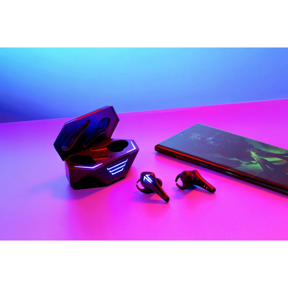 Saramonic SR-BH60-B Gamesamonic In Ear Mobile Gaming Headphones with Microphone, Earbud Retainers & Charging Case