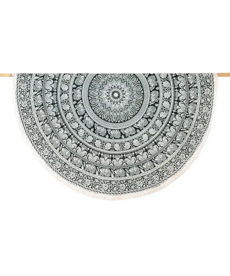 Handmade Indian hippie Bohemian Psychedelic Elephant Mandala Wall hanging College Dorm Beach Throws Table Cloth Bedding Tapestry