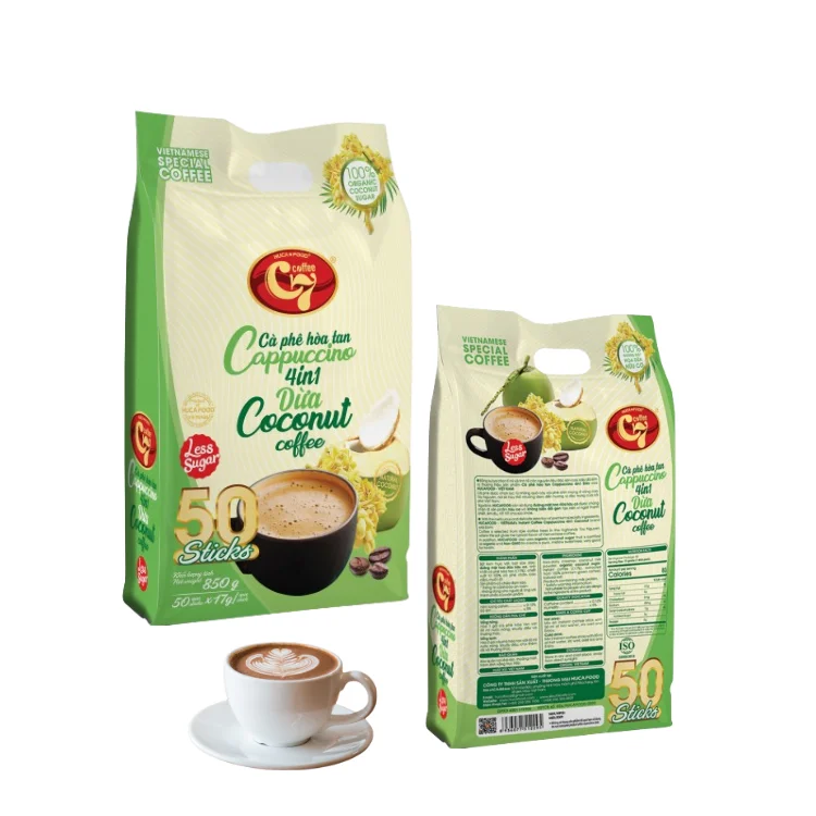 Best Price Instant Coffee Wholesale Cappuccino 4 In 1 Using With Hot Water Taste As Coconut Coffee Vietnam Manufacturer