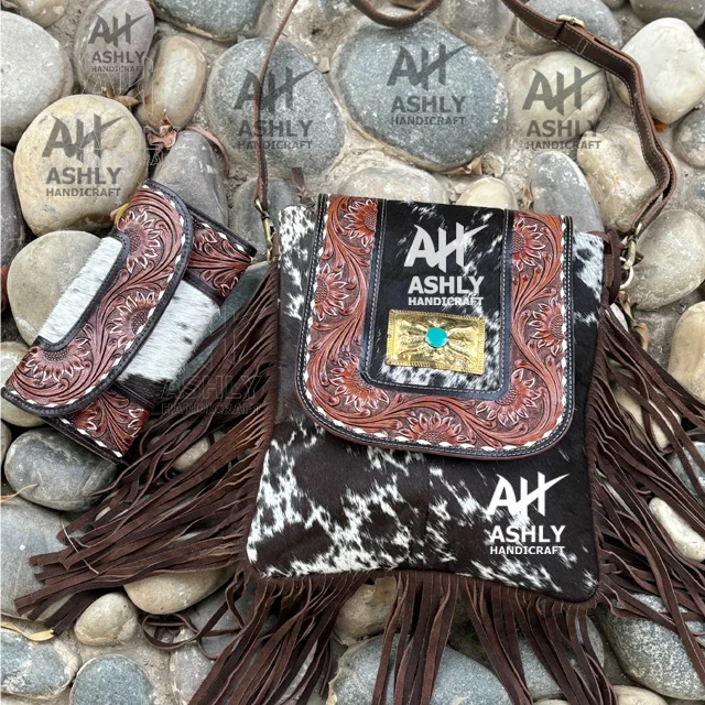 Trendy Look Cowhide Tooled Carving Genuine Leather Wallets Handcrafted  Imposed Vintage Hobo Stylish Hand Purse For Women